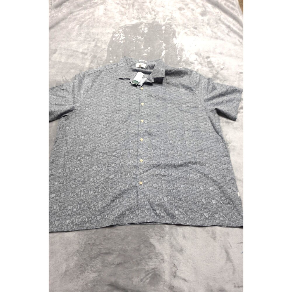 Julian & Mark Men's 3XL Navy Printed Soft‎ Touch Short Sleeve Camp Shirt NWT